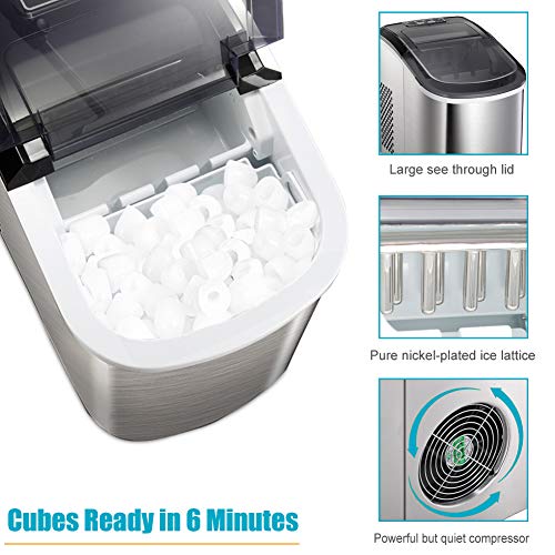 image for Tavata Portable Automatic Stainless Steel Ice Maker Machine for Counte
