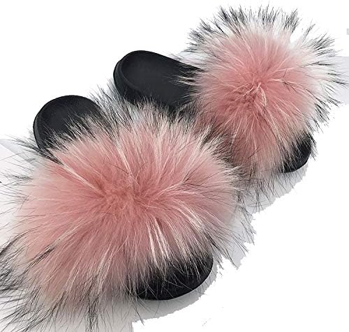 fox fur flip flops