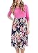 HOTAPEI Women's Casual 3 4 Sleeve Floral Round Neck Casual Flared Midi Dress Fuchsia Large