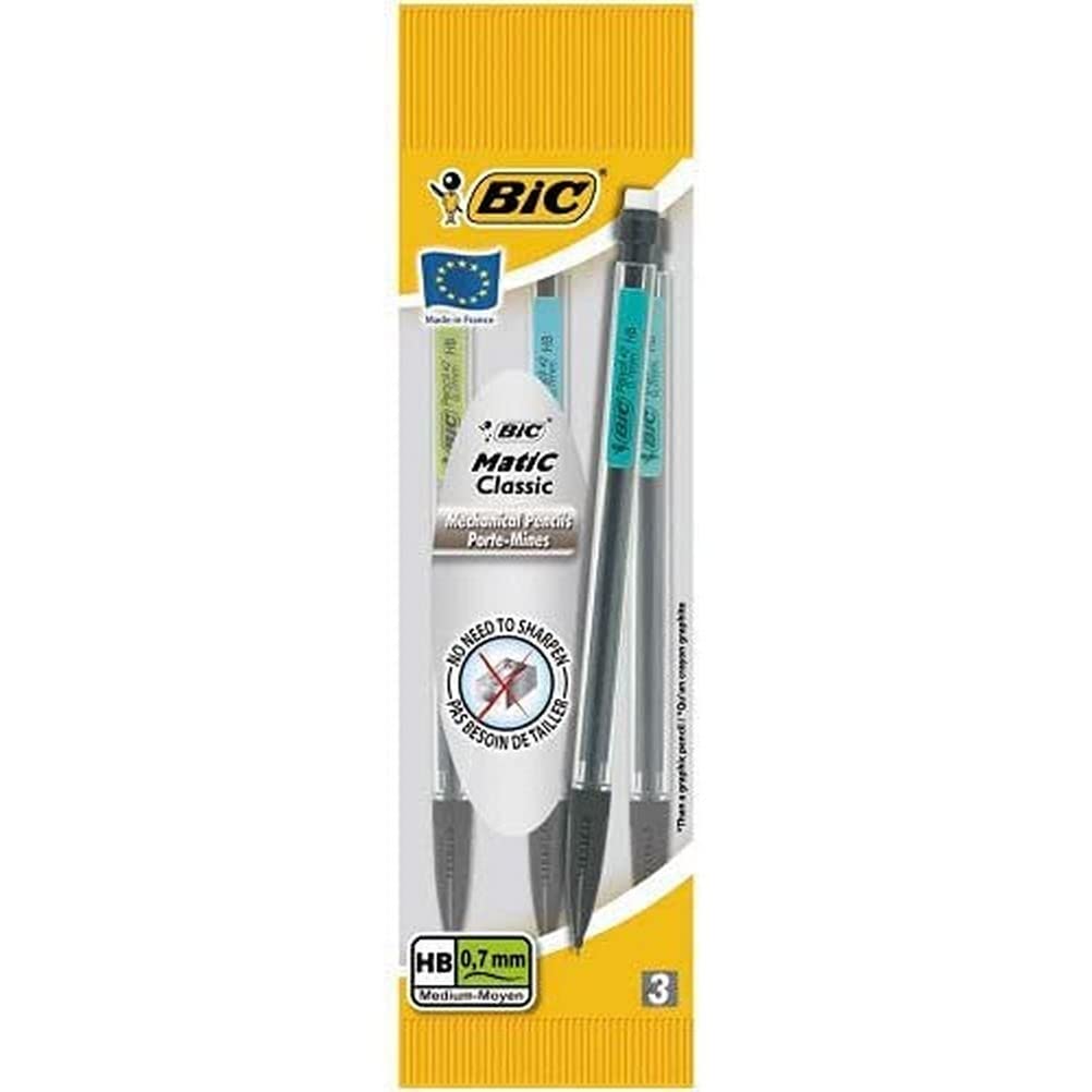 BiC Matic Classic Mechanical Pencils, Pack of 3, black