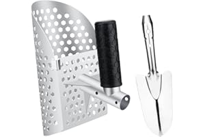 GMGSJ Sand Scoop with Shovel for Beach Metal Detecting, Underwater Treasure Hunting, Stainless Steel Shovel Fast Sifting