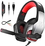 Goigrn Cascos Gaming para PS4 Xbox One, Cascos con Microfono Cancelacion de Ruid