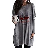 GLIGLITTR Christmas Movies Watching Shirt Xmas Truck Tree This is My Xmas Watching Shirt Long Sleeve Blouse Pullover Tops