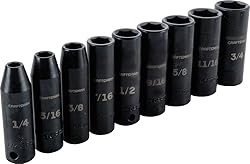 Craftsman Impact Socket Set, SAE, 3/8-Inch, 9-Piece
