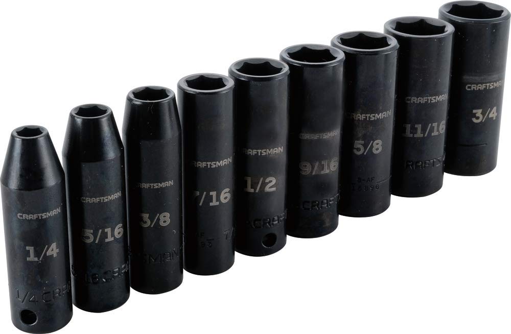 Craftsman Impact Socket Set, SAE, 3/8-Inch, 9-Piece