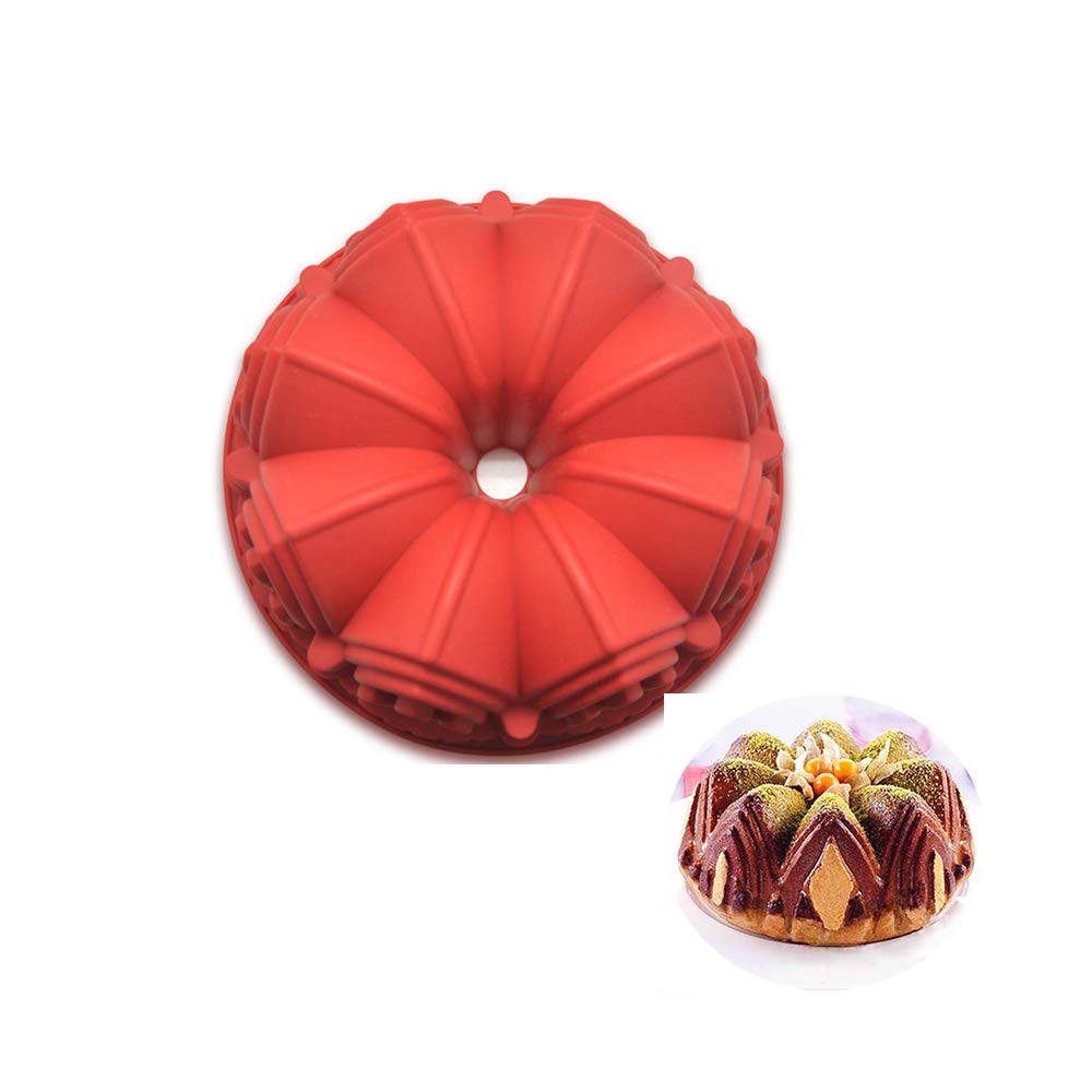 RoseFlower Single Castle Shaped Silicone Cake Moulds,Non Stick Cake Pan Baking Mold for Candy Jelly Chocolate Desserts and Cakes DIY Decorating Tools -Party Festivals Anniversary