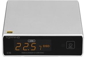 KGUSS Topping E30 Mini Stereo DAC HiFi AK4493 Coaxial Optical Fiber USB Input Converter 32Bit/768kHz DSD512 Decoder for Home Theater Game Music Sliver
