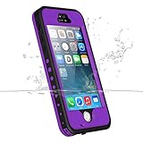 Waterproof Case for iPhone 5 5S SE, iThrough【NEW】Underwater Case for iPhone SE 5S/2M, Shockproof Dirtproof Snowproof Rain Proof, Heavy Duty Full Protection Phone Case Cover for iPhone 5 5S SE(Purple)