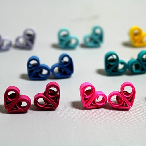 Eco Friendly Quilling Paper Earrings Tiny Quilled Heart Studs