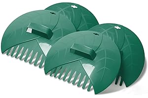 Evcitn 2set Leaf Scoops Hand Rakes, 2pair Hand Claw Leaf Collector for Picking up Leaves, Grass Clippings and Lawn Debris, Dark Green 4 pcs