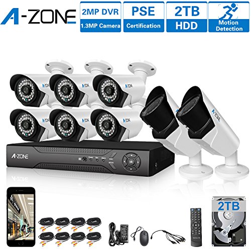 A-zone 8 ch 1080p dvr ahd home security camera system w…