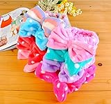 VANORIG Lovely Double-deck Headband Bowknot, Women Soft Coral Fleece Hairlace, Wash Makeup Cosmetic Headband Hairlace with High Elasticity