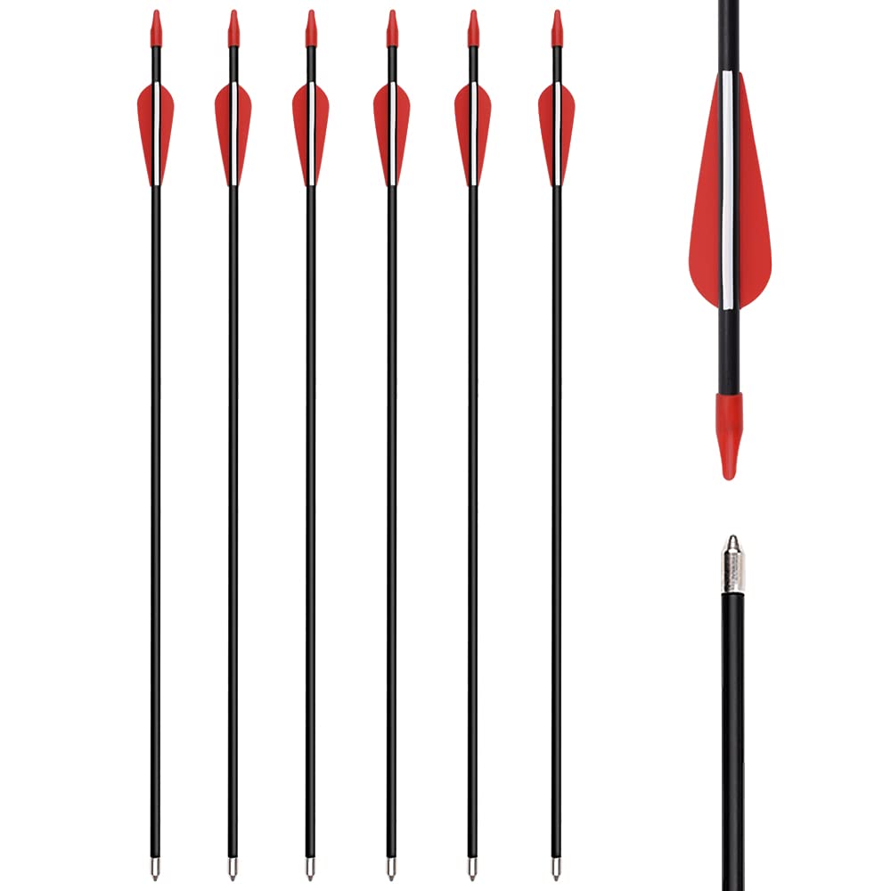 Arrows Fiberglass 28 30 32 Inch Archery Recurve Bow Target Arrows Practice for Beginners Outdoor 6/12pcs