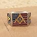 Silver Masonic Freemason American Flag Biker Mason Member Ring,11