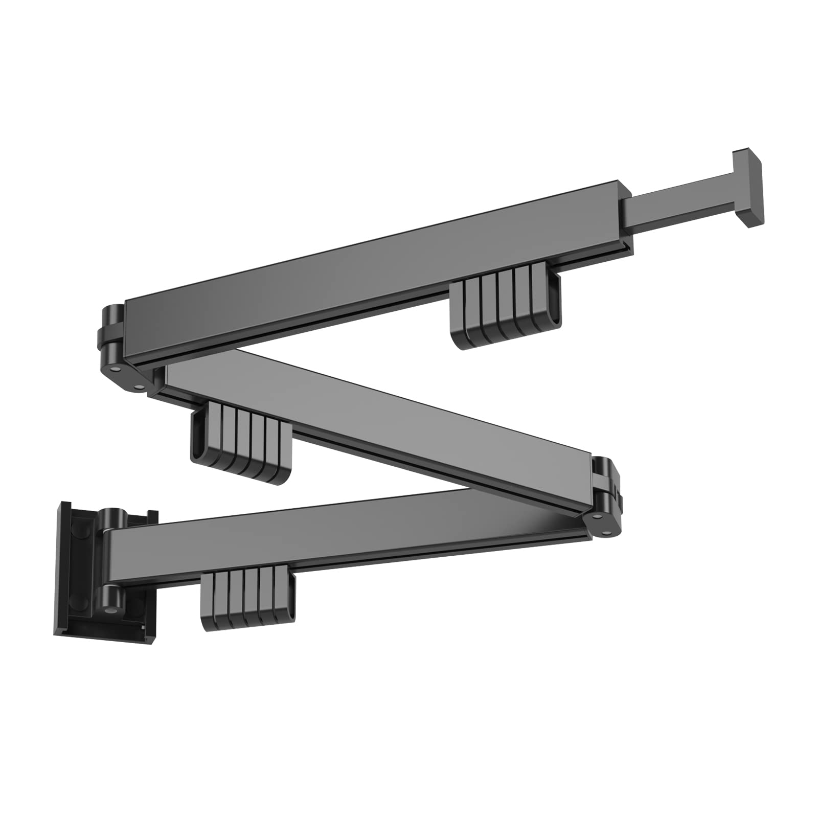 Wall Mounted Laundry Drying Rack Folding, Retractable Clothes Hanger Two-Fold / Tri-Fold, 360° Rotating Aluminium Rod Clothing Stand Space Saving for Bedroom, Balcony,Laundry (115CM with 18 hooks)