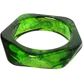 IS4U Chunky Acrylic Bracelets for Women,Vintage Geometric Round Square Bracelet Irregular Colorful Wide Bracelets Wristbands Cuff Bracelet Fashion Classic Jewelry