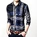 Womleys Mens Long Sleeve Slim Fit Casual Snap Buttons Plaid Dress Shirts (Asian XXL (US Medium), Blue)