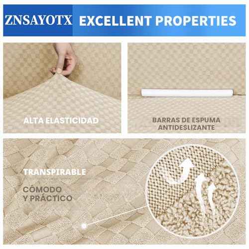 MAXIJIN New Jacquard Sofa Cover for 3 Seater, Super Elastic Non-Slip Sofa Cover, Pet Friendly, 1 Piece Furniture Protector (3 Seater, Light Beige)