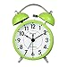 HENSE Classical Retro Twin Bell Mute Silent Quartz Movement Non Ticking Sweep Second Hand Bedside Desk Analog Alarm Clock with Nightlight and Loud Alarm HA01 (Green)