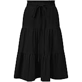 Eymitory Girls Girls Maxi Skirts High Waisted Long Skirt Ruffled Drawstring Tiered Skirts with Pocket