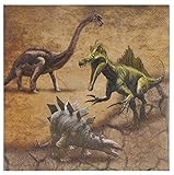 Dino Napkins - 100-Pack Jurassic Dinosaur Disposable Paper Napkins, Kids Birthday Dinosaur Party Supplies, Luncheon Size Folded 6.5 x 6.5 Inches