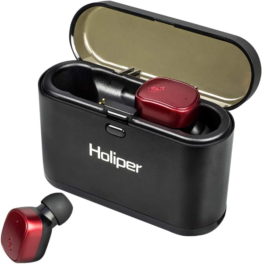 Holiper Bluetooth 5.0 Headphones, Long Battery Life Wireless Earbuds, TWS Earphones Cordless Earpods for iPhone iPad iPod Android Samsung Galaxy, Audifonos Bloototh Auriculares inalambricos, Red
