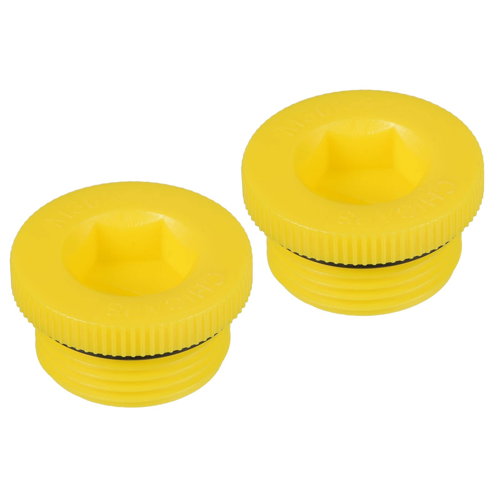PATIKIL Hold Plugs M30x2, 2 Pack PP Plastic Male Threaded Hex Socket Sealing Screw End Cap, Yellow