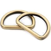 Loosco Metal D-Rings, 6PCS Non Welded Dee Ring for Bag Landyard DIY Craft Accessories (Brushed Brass,1 1/2")