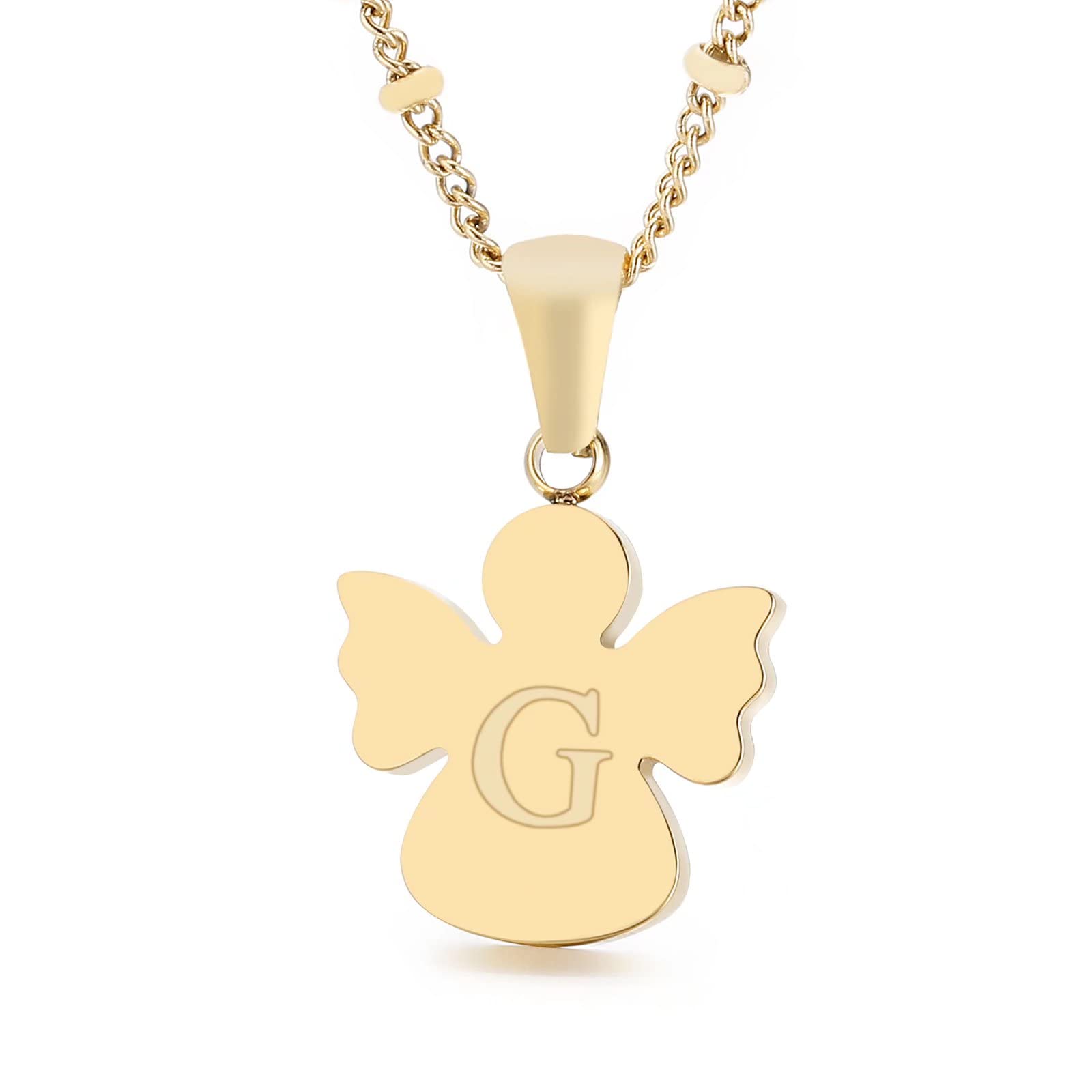 Qings initial letter G pendant necklace, 26 letters golden angel chain, chain length 50 cm