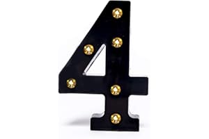 Foaky Black LED Marquee Number Lights Sign Light Up Marquee Number Lights Sign for Night Light Wedding Birthday Party Battery Powered Christmas Lamp Home Bar Decoration