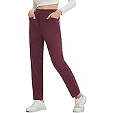 baleaf Womens Fleece Lined Pants Stretch Travel with 5 Pockets Business Casual Golf Dress Petite Thermal Winter Sweatpants