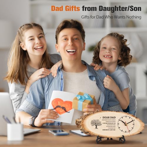 BeauGift Dad Gifts for Fathers Day from Daughter Son, Dad Birthday Gifts for Daddy, Wooden Clock Birthday Gift Idea for Father, Fathers Day Present from Child to My Daddy
