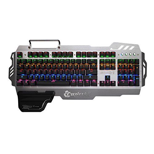PK900 DIY Backlight Mechanical Gaming Keyboard,104 Keys Blue Switch Illuminated Keyboard with Phone Holder and Left Wrist Rest for Gaming and Typing