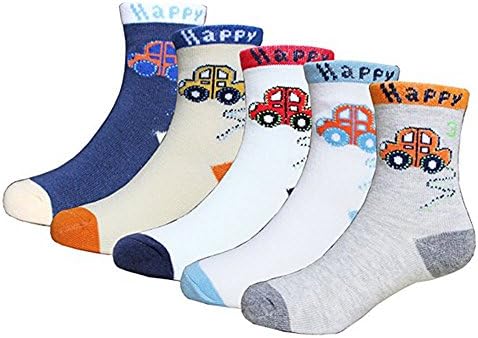 Boys Girls Little Boys Cartoon Car Socks (Pack of 5)