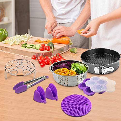 Instant Pot Accessories, Pressure Cooker Accessories Set for Instant Pot 5,6,8 Qt with Steamer Basket/Springform Pan/Egg Bites Mold/3 Magnetic Cheat Sheets/Egg Rack/Kitchen Tongs/Oven Mitts, 12pcs