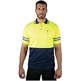First Class Men's High Visibility Regular Fit Security and Plain Polo Shirt with Reflective Stripes Yellow/Lime ANSI