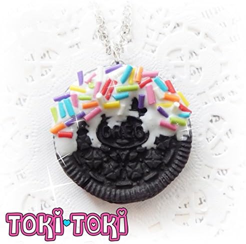 Chocolate Cookie Necklace With Rainbow Sprinkles, Miniature Food Jewelry, Foodie Pendant, Fun Gift