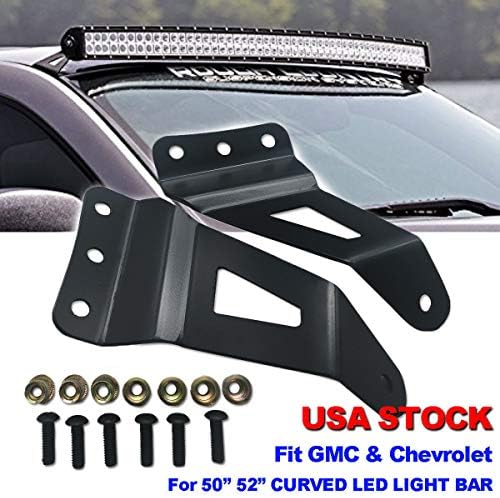 TTX LIGHTING Top Roof Windshield Mounting Brackets Steel For 2007-2013 GMC Sierra/Chevy Silverado 1500 50'' / 52" Curved Led Light Bar