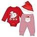 DONWEN Christmas Newborn Infant Baby Boys Clothes My 1st Christmas Rompers Bodysuit Santa Claus Pants with Christmas Hat 9-12 Months