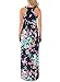 Lovezesent Women's Floral Print Round Neck Sleeveless Long Maxi Casual Dresses Medium Blue