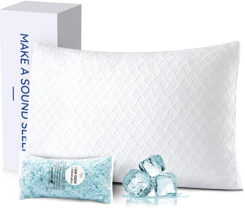 LUTE Cooling Pillow Shredded Memory Foam Pillow King Size, Firm Bamboo Pillow for Sleeping