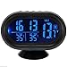 Yosoo Multi-functional 12V Car Auto LCD Digital Clock Thermometer Temperature Voltage Meter Monitor (Blue)