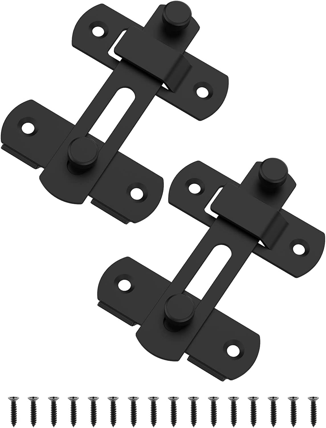 Sliding Barn Door Lock, Stainless Steel Gate Latches Flip Latch Safety Door Bolt Latch Lock for Wine Cabinet, Bathroom, Outdoor, Garage, Window, Garden, Closet Door (2 Pack Black)