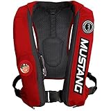 Mustang Survival Corp Elite Inflatable PFD (Auto Hydrostatic) Competition Logo, Red