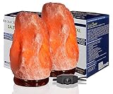 Indusclassic LN-02 Set of 2 Natural Himalayan Crystal Rock Salt Lamp Ionizer Air Purifier 4~7 lbs/UL Listed Cord and Dimmer Control Switch, Exceptional Quality Packaging