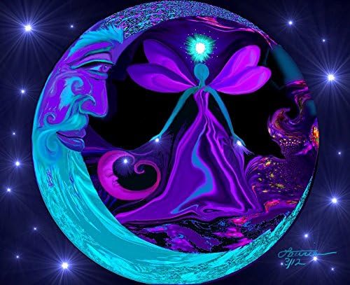 Fantasy Wall Decor, Angel Art, Moon and Stars Wall Print "The Mystic"