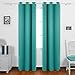 Deconovo Room Darkening Blackout Curtain Thermal Insulated Grommet Curtains for Living Room 42x95 Inch Turquoise Two Curtain Panels