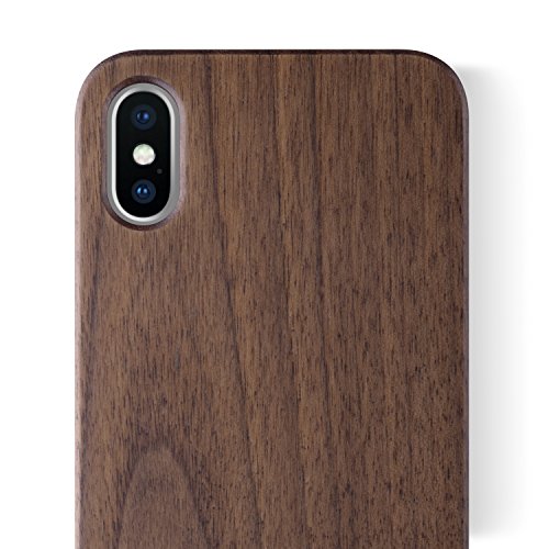 iPhone X Wood Case Real iCASEIT Protective iPhone 10 Wood Case with Bumper - Wood iPhone X Case - Walnut