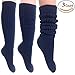 AWS/American Made Slouchy Scrunch Cotton Slouch Socks for Women Shoe Size 5 to 10 (Navy, 3 Pairs)
