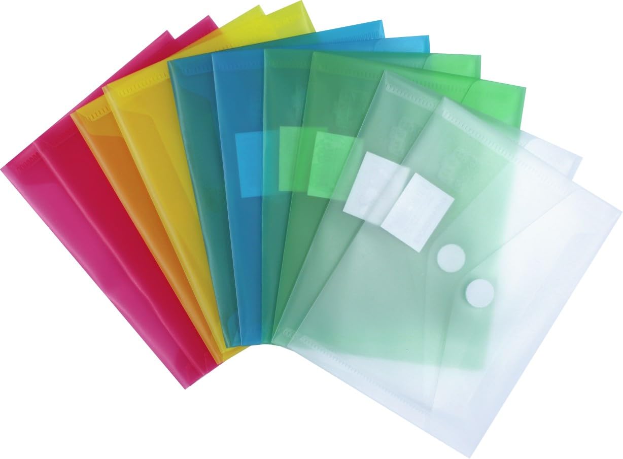 Exxo by HFP Document Folder with Velcro, A6 Landscape, Pack of 10 160 mm x 120 mm Assorted Colours